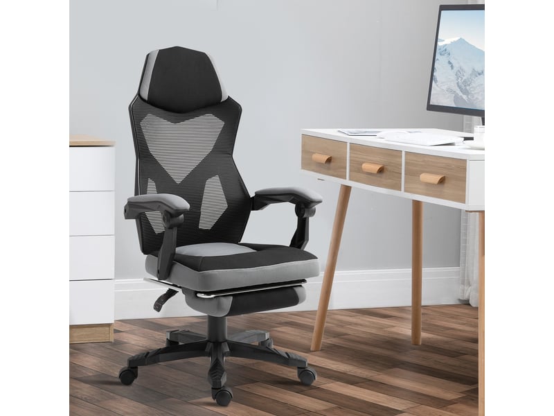  Fauteuil de bureau, chaise bureau, tissus, 58x63x112-122cm, gris  - Conforama D