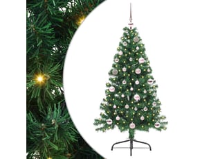 Sapin de noël - arbre de noël artificiel pré-éclairé vert 150 cm pvc