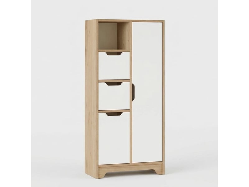  Buffet haut gain de place multifonction avec portes lomar - chêne - blanc  - Conforama A
