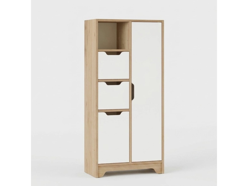  Buffet haut gain de place multifonction avec portes lomar - chêne - blanc  - Conforama A