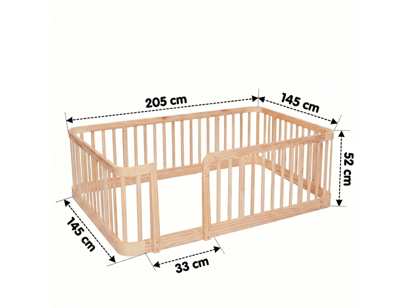  Parc bébé modulaire 140 × 200 cm avec écart de 7 cm et bords arrondis, en bois d'ingénierie, naturel  - Conforama D
