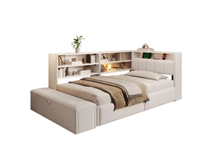 Lit coffre 90x200 cm BGSRYAO coloris blanc