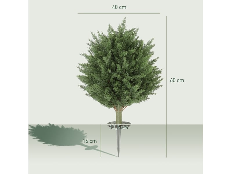  Lot de 2 plantes artificielles cyprès vertes uv, 387 feuilles, avec piquet, idéales pour terrasse et jardin  - Conforama C