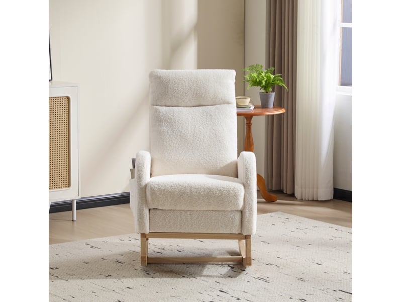  Fauteuil à bascule relax 75x63x104 cm en tissu teddy blanc  - Conforama W