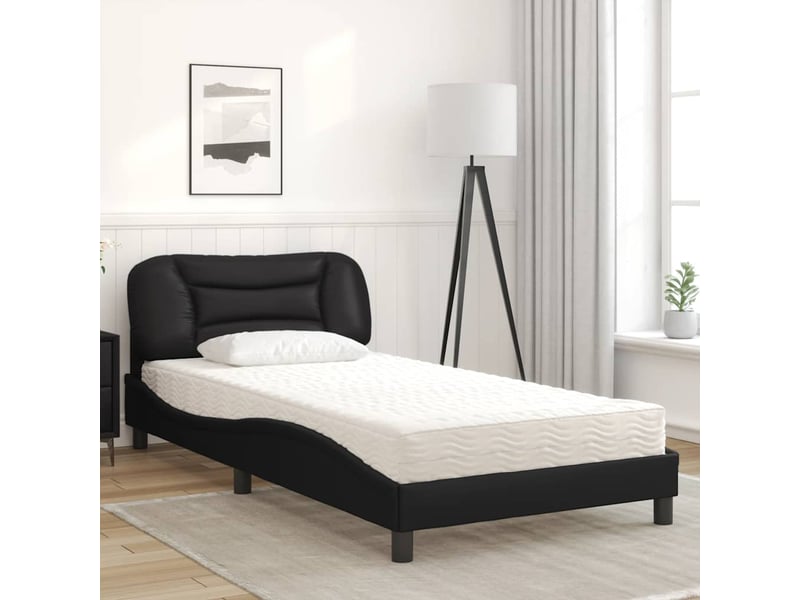 Lit avec matelas hvar noir 100x200 cm similicuir - Conforama C