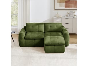 Canapé d'angle compressé réversible fixe <strong></strong> <strong>Fay Lum</strong> 2 places Tissu vert