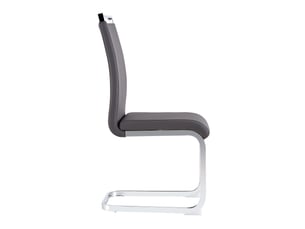 Lot de 4 chaises luge en similicuir gris, piètement en métal chromé