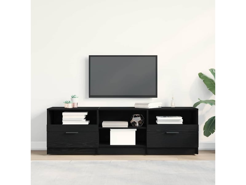 Meuble tv - banc tv - meuble de rangement 150 x 33,5 x 45 cm chêne noir bois d'ingénierie  - Conforama B