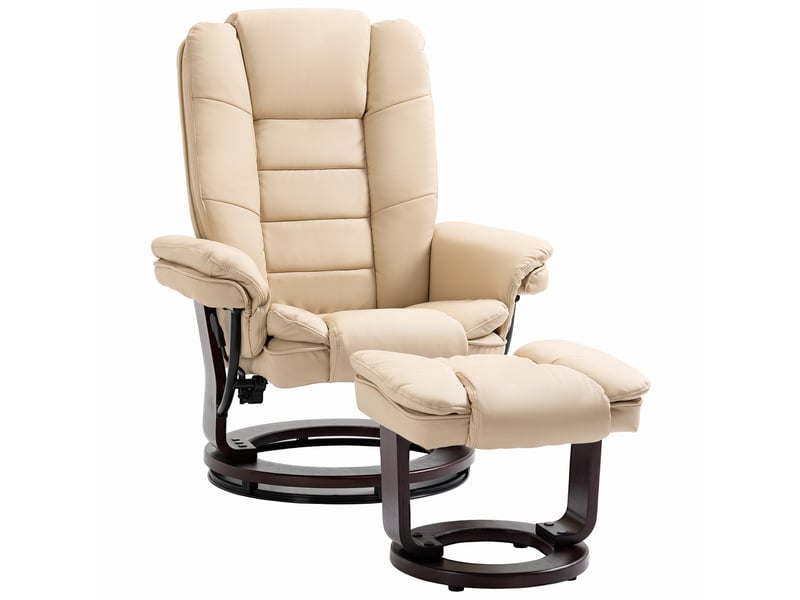  Fauteuil de relaxation, fauteuil pivotant, fauteuil inclinable, 85x82x106cm, beige  - Conforama A