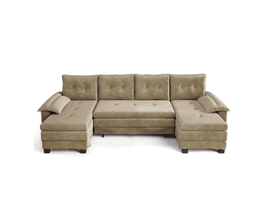 Canapé convertible en u 4 places en tissu chenille camel 278 cm