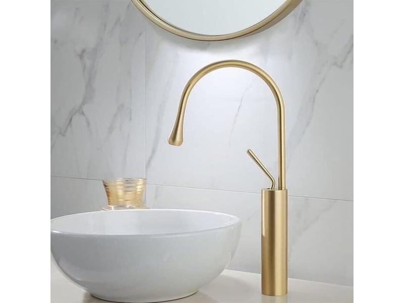  Robinet de salle de bain, robinet de lavabo en or brossé, robinet, robinet de lavabo de salle de bain avec eau chaude et froide disponible  - Conforama A
