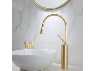 Robinet de salle de bain, robinet de lavabo en or brossé, robinet, robinet de lavabo de salle de bain avec eau chaude et froide disponible