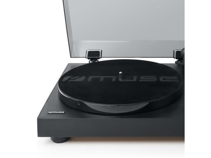  Platine vinyles muse mt-105 b avec fonction d'arrêt automatique et adaptateur d'enregistrement 45 tr-min noir, lumière ovni  - Conforama C