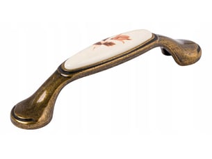 Poignée de meubles en porcelaine, or ancienlaiton, 96 mm