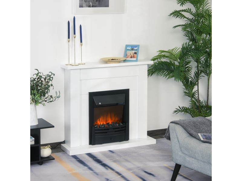 Cheminée électrique décorative avec tablette blanche, chauffage 10002000 w, 102 x 30 x 95 cm - Conforama D