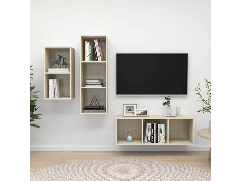  Ensemble de meubles tv 3 pcs chêne sonoma bois d'ingénierie shl36046  - Conforama B