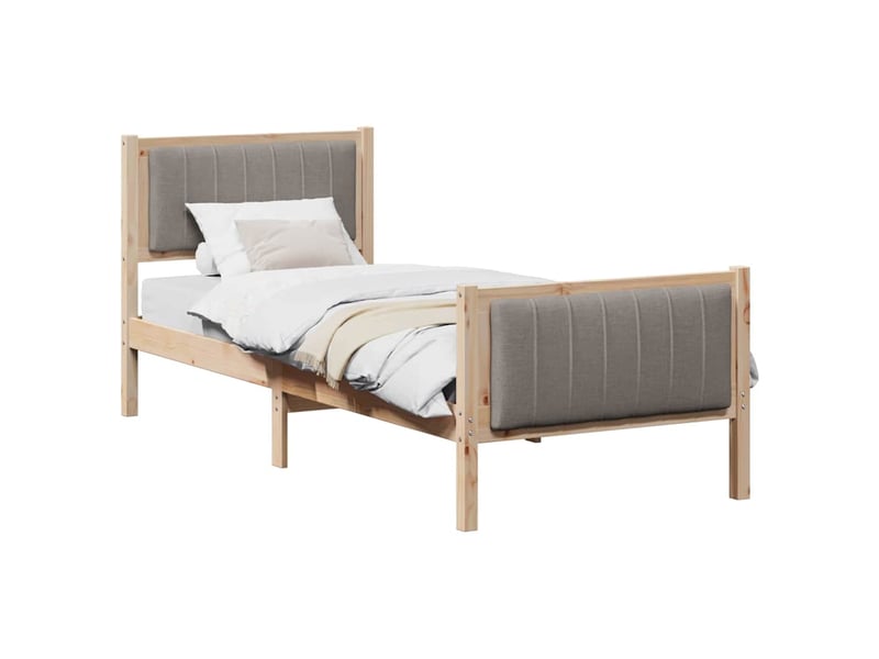  Lit simple- lit adulte -  cadre de lit marron et taupe 80 x 200 cm bois massif en pin  - Conforama B