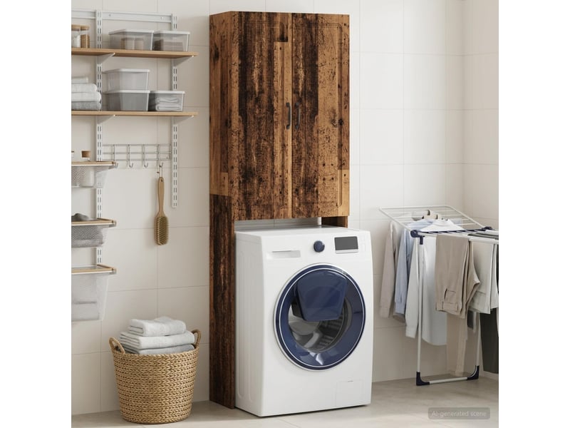  Armoire de toilette, meuble de toilette utrecht bois ancien 66x25.5x190 cm  - Conforama C
