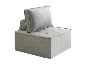 Module de canapé 1 place modulable gris clair en tissu 100 % lin