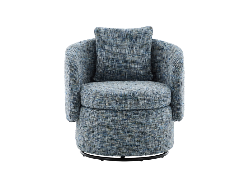 Fauteuil pivotant 360° avec rangement caché et dossier rembourré, en chenille bleu - Conforama A