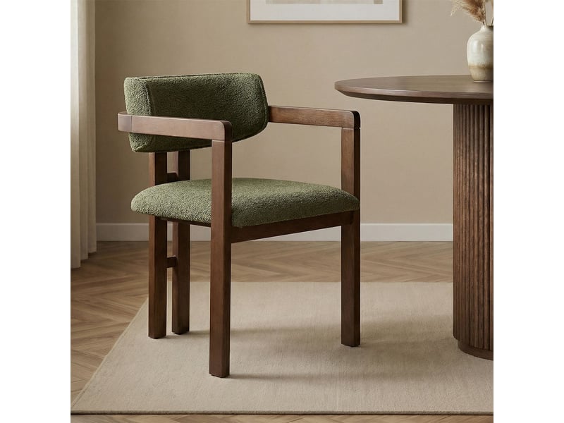  Chaise de design en bois et tissu pour salle à manger toscana noce scuro - vert foncé  - Conforama B