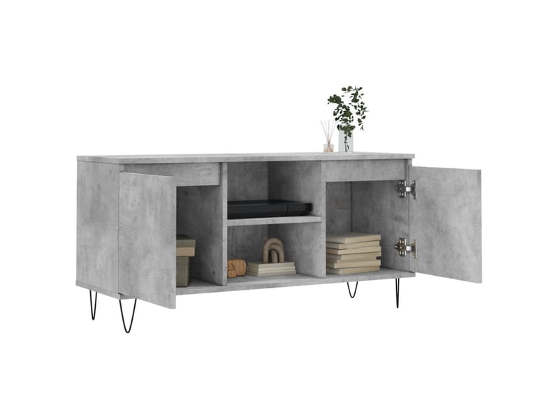  Meuble tv - banc tv - meuble de rangement gris béton 104x35x50 cm bois d'ingénierie  - Conforama D