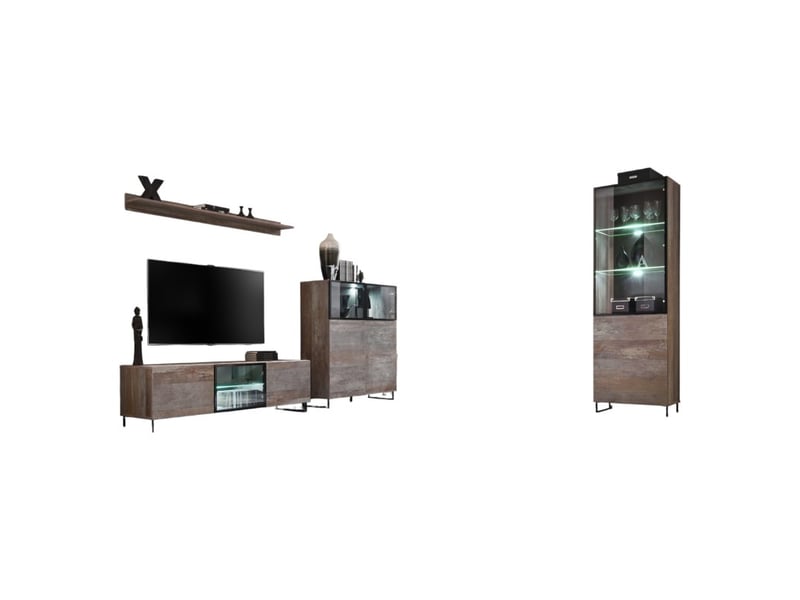  Ensemble meubles de salon kan composé de trois meubles et d'une étagère de style industriel.  - Conforama B