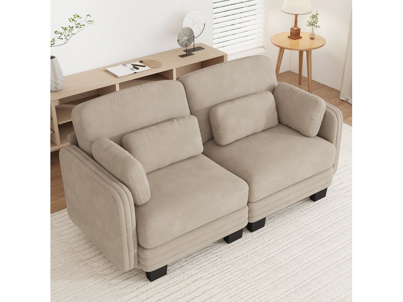 Canapé modulaire 2 places modenvie en chenille marron clair 176 x 88 x 88 cm - Conforama E