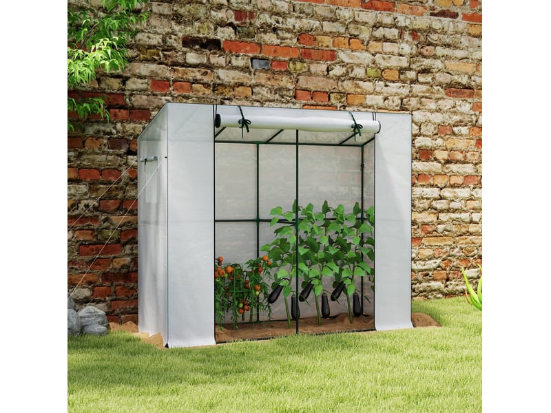  Serre adossée 200x76 cm 2 fenêtres métal blanc  - Conforama B