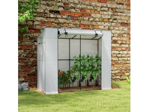 Serre adossée 200x76 cm 2 fenêtres métal blanc