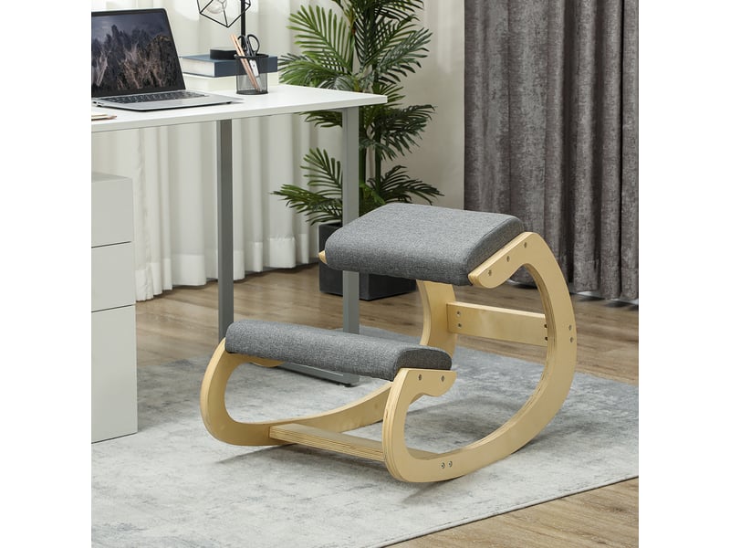  Tabouret ergonomique à bascule pour bureau à domicile, pour améliorer la posture, gris  - Conforama D