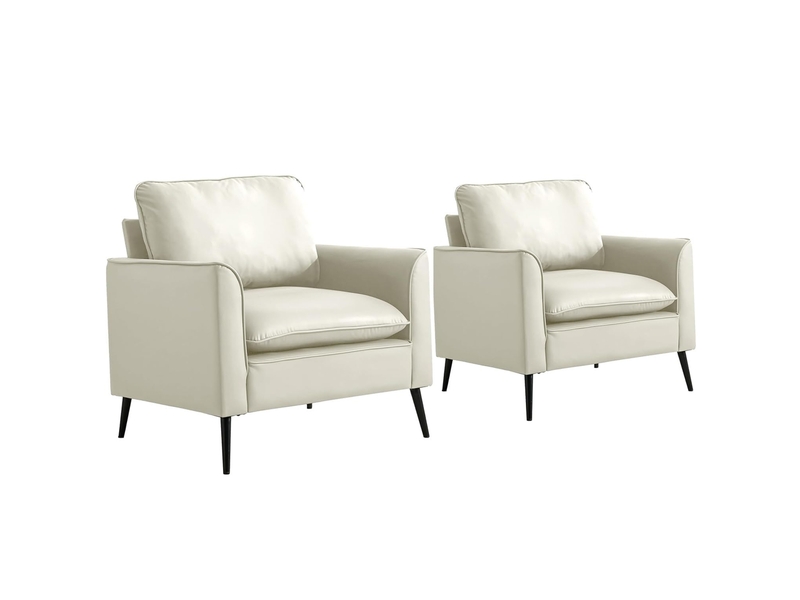  Fauteuil de salon 1 place avec coussins tête et lombaires  - assise rembourrée, simili cuir - blanc  - Conforama A