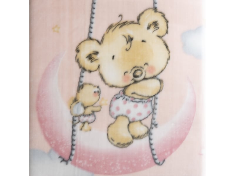  Couverture bébé interbaby 110 x 140 cm maille raschel - rose, motif osito nube 00983-02 - Conforama D