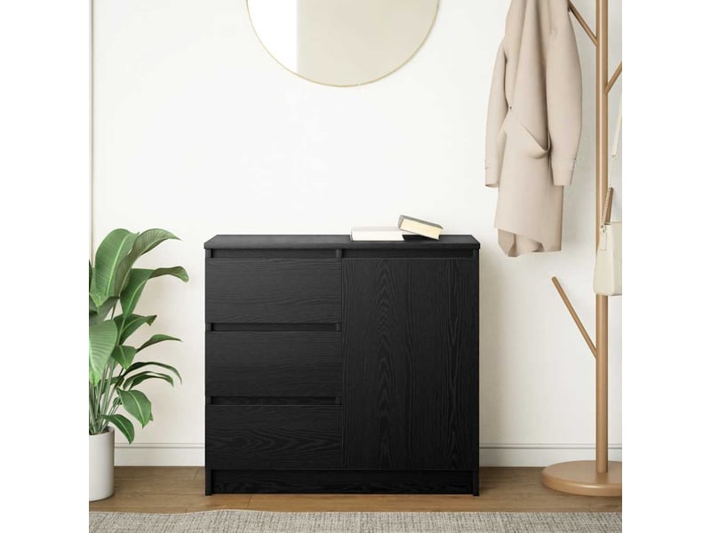  Buffet - bahut - meuble de rangement avec tiroir chêne noir 71x35x65 cm bois d'ingénierie  - Conforama C