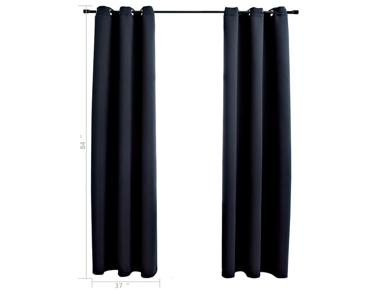  Lot de 2 rideaux occultants, rideaux black-out avec anneaux 2 pièces noir 97x213 cm tissu cf44833  - Conforama E