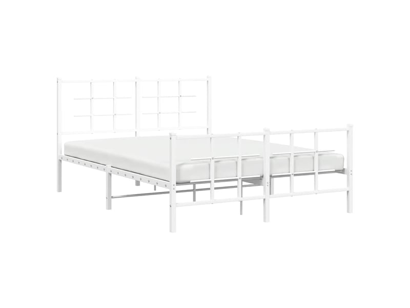 Lit double- lit adulte -  cadre de lit métal sans matelas et pied de lit blanc 135x190 cm  - Conforama C