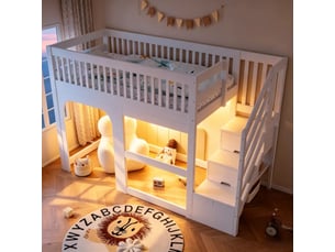 Lit mezzanine 90x200 cm <strong></strong> <strong></strong> coloris blanc
