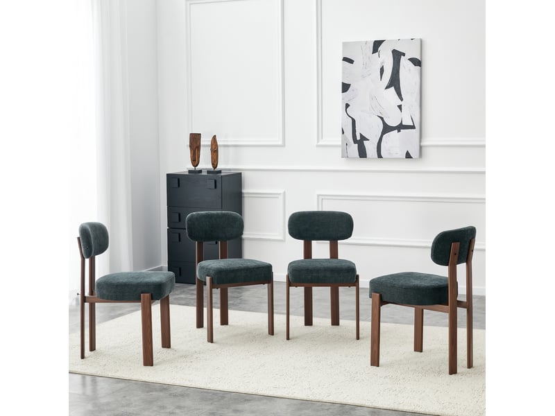  Lot de 4 chaises de salle à manger style milieu du xxe siècle avec assise en lin épais et dossier courbé 4071298266580 - Conforama B