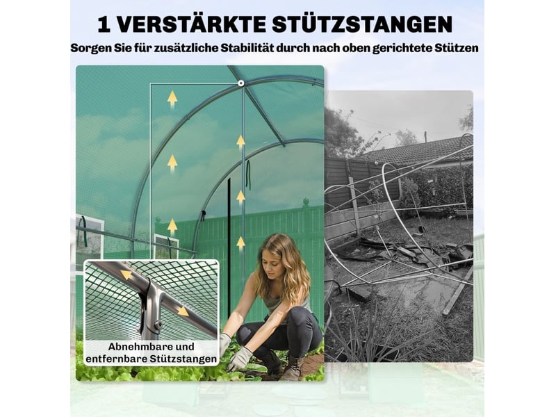  Serre de jardin 300x200x200 cm 2 portes enroulables vert  - Conforama D