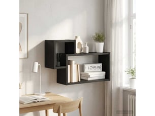 Étagère flottante, étagère suspendue montage mural chêne noir 55 x 15 x 35 cm cf42506