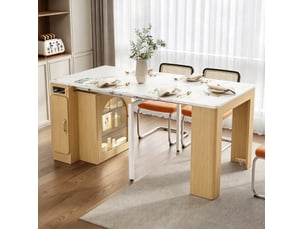 Desserte de cuisine extensible 83x39.6x77 cm avec roulettes mdf naturel