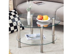 Table basse coloris argenté <strong>ELVMI</strong> <strong></strong> - 70 cmx70 cm