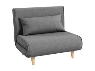 Canapé convertible 1 place avec dossier réglable - 6 positions, assise large, couchage d'appoint, lin gris
