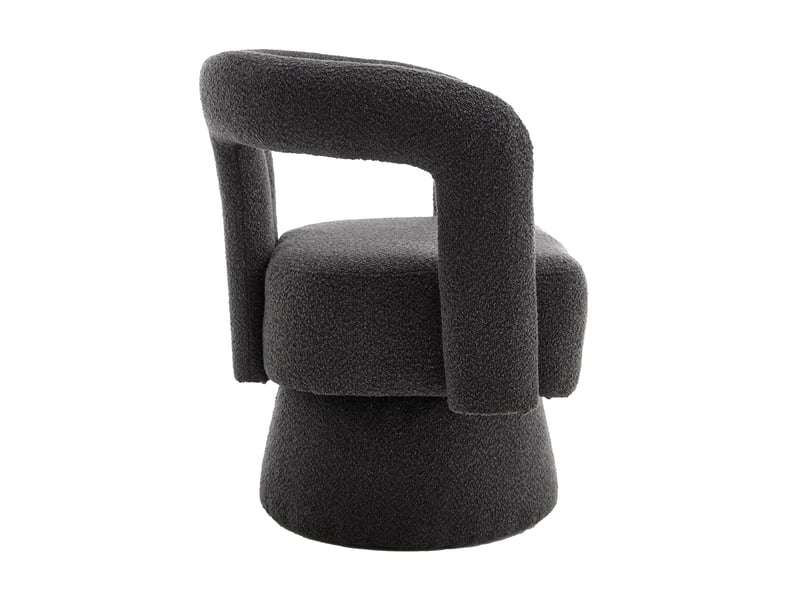 Fauteuil pivotant 360° rond gris foncé, assise large en tissu doux - Conforama D