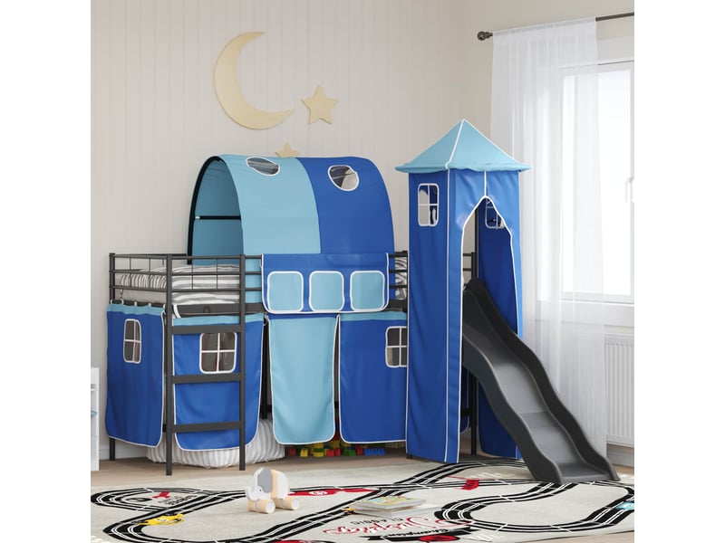  Cadre de lit superposé pour enfants - lit jeune noir et bleu 90 x 190 cm  - Conforama B