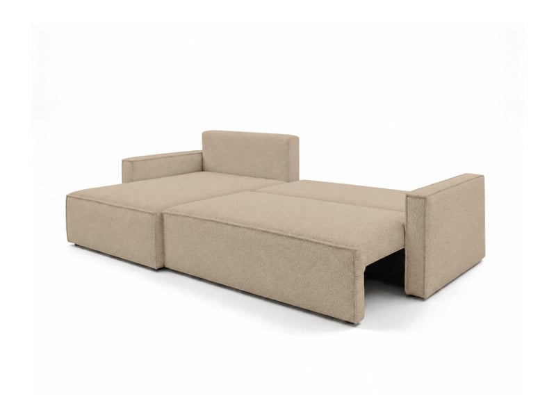  Farah - canapé d'angle max réversible et convertible 5 places accoudoirs slim en tissu bouclettes généreuses  - Conforama C