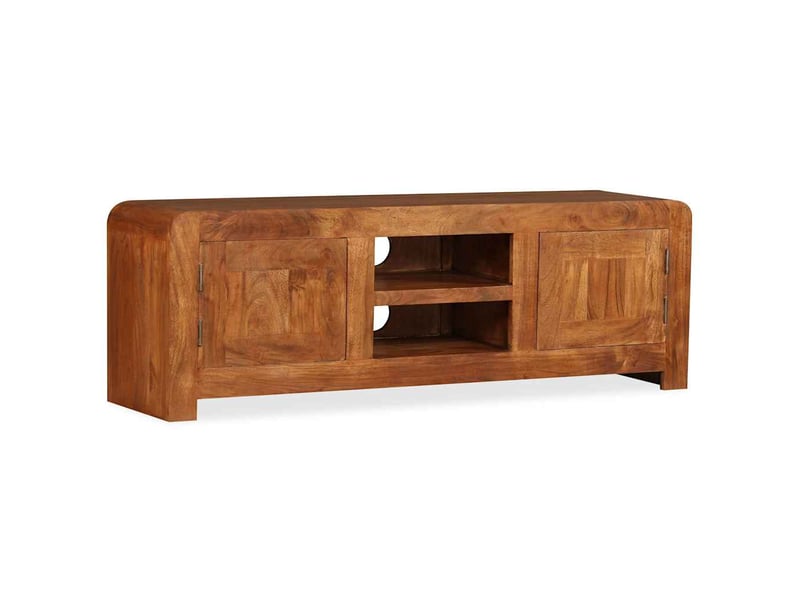  Meuble tv - banc tv - meuble de rangement bois massif avec finition miel 120 x 30 x 40 cm  - Conforama E