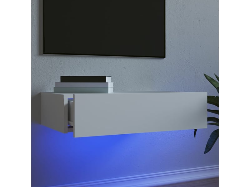  Meuble tv - banc tv - meuble de rangement avec éclairage led blanc 60x35x15,5 cm  - Conforama B