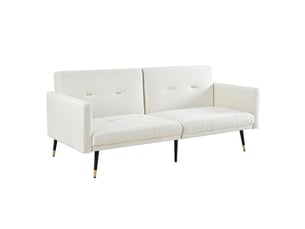 Canapé droit relax manuel 2 places Velours beige