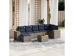 Vidaxl ensemble de canapé de jardin 8 pcs avec coussins gris résine tressée